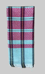 COTTON TOWEL - LIGHT BLUE AND RED COLOR CHECKERED PATTERN