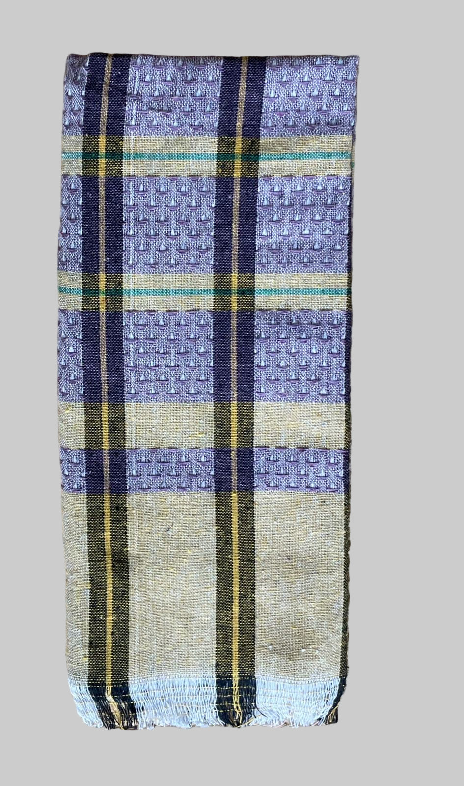COTTON TOWEL - PURPLE AND YELLOW  CHECKERED PATTERN