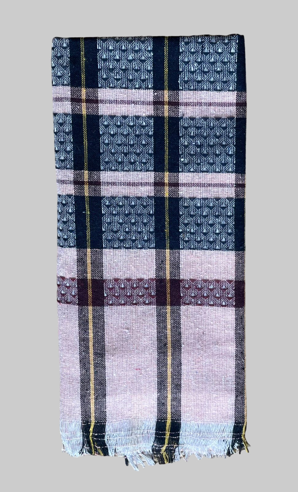 COTTON TOWEL - BLACK AND PINK CHECKERED PATTERN
