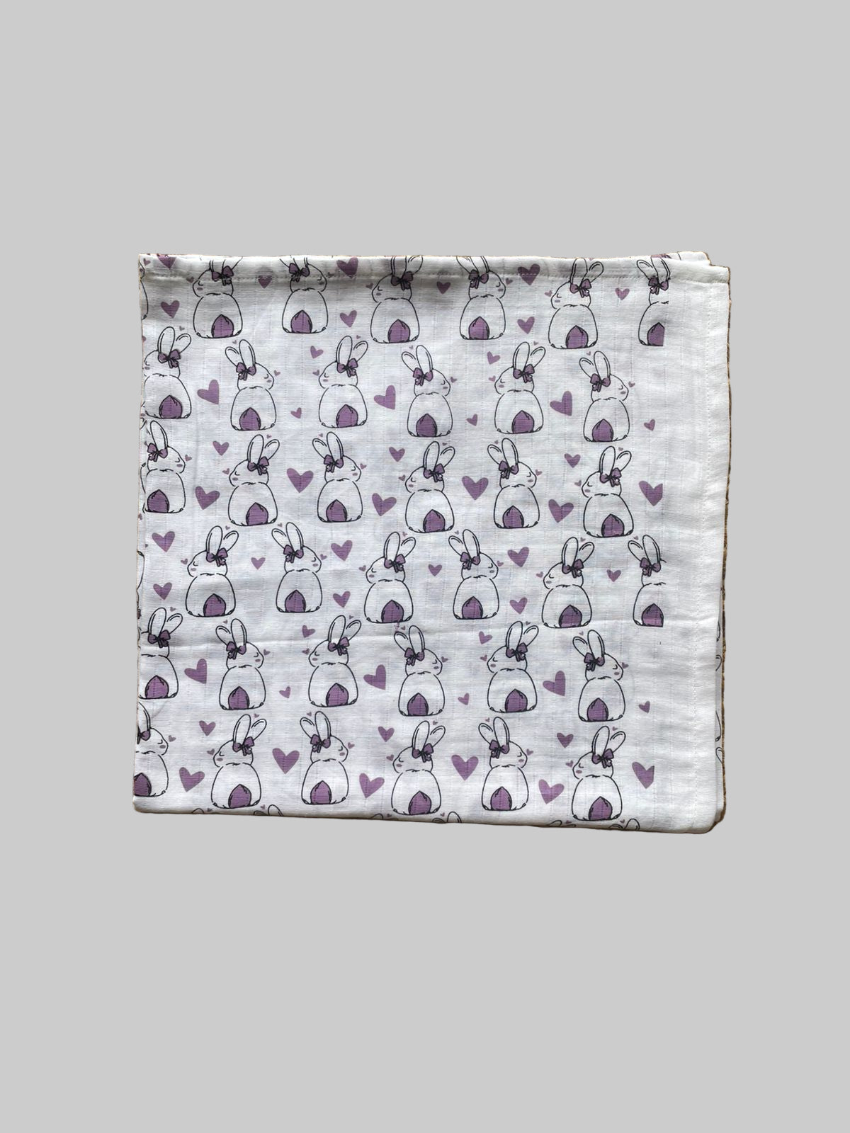 Big Muslin Towel - White Base purple print