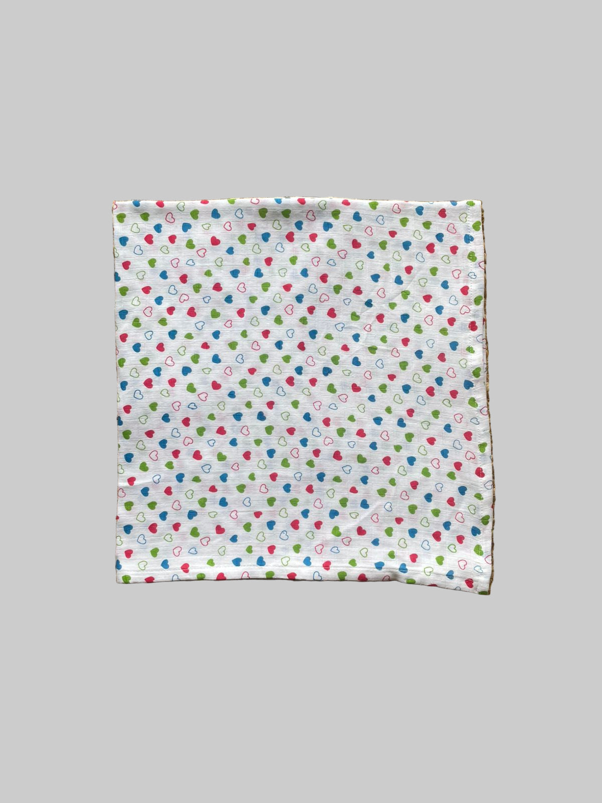 Big Muslin Towel - White Base & multicolor heart print