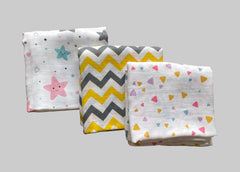 Big Muslin Towels - Stars, sigzag and print (Combo Pack of 3)