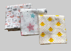 Big Muslin Towels - Rainbow, stars, face print (Combo Pack of 3)