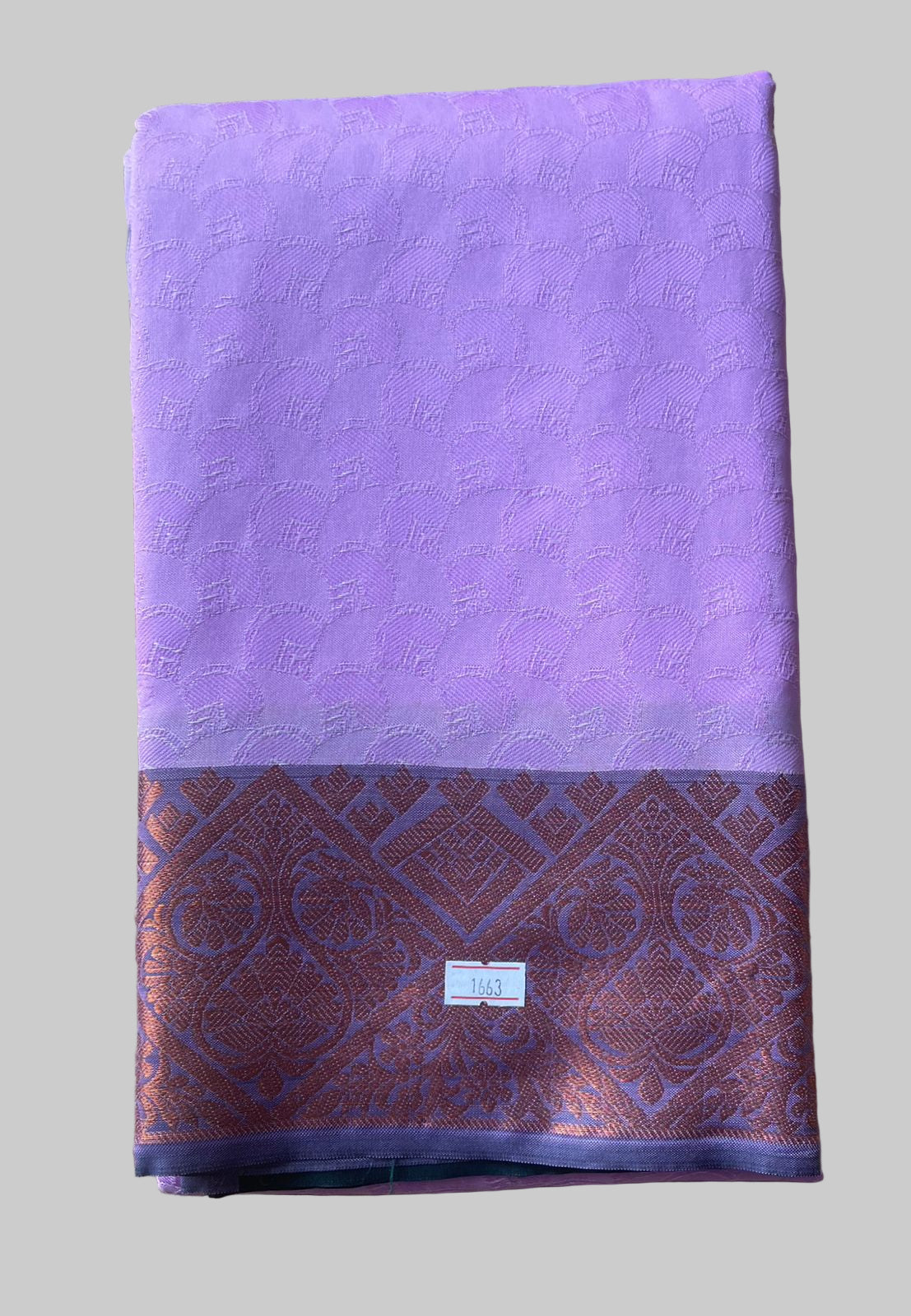Saree - Purple Silk Saree with Copper Zari Border