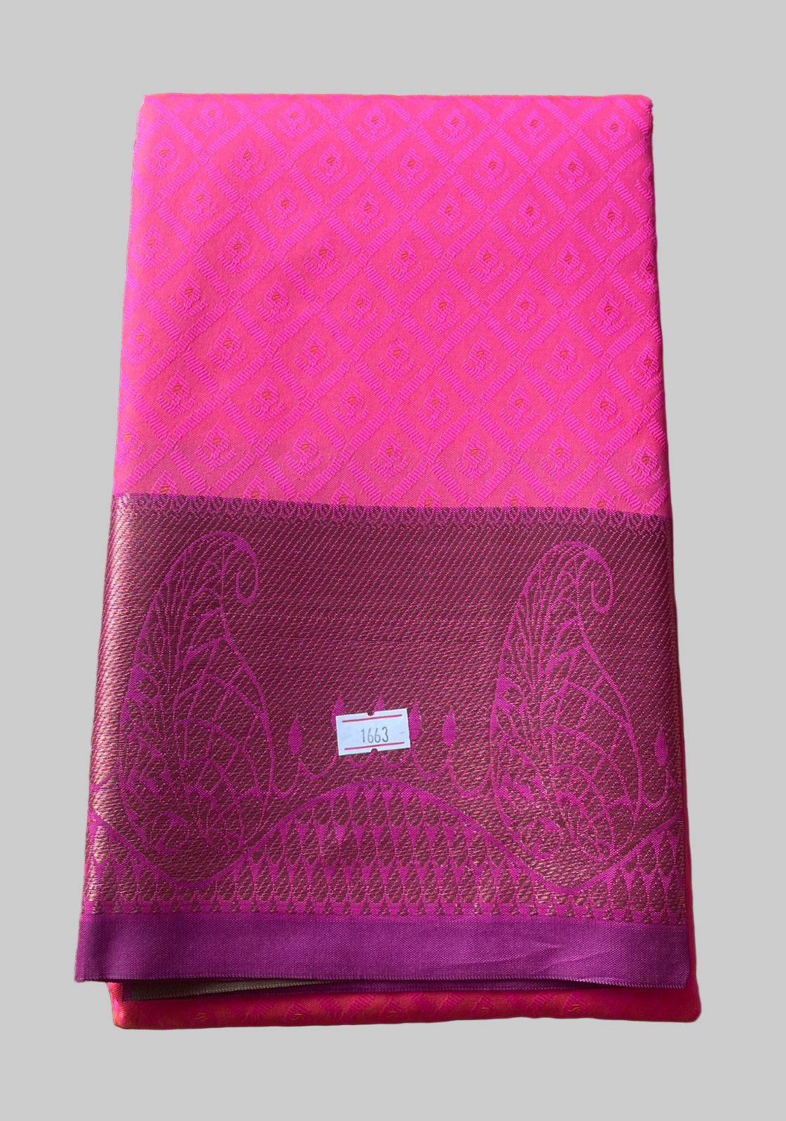 Saree - Pink Silk Saree with Copper Zari Border