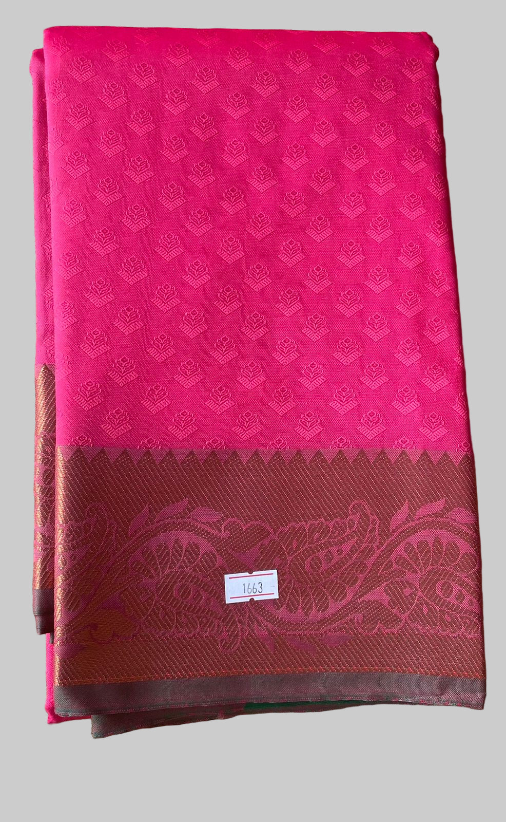 Saree - red Silk Saree with Copper Zari Border