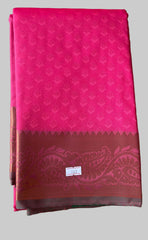 Saree - red Silk Saree with Copper Zari Border