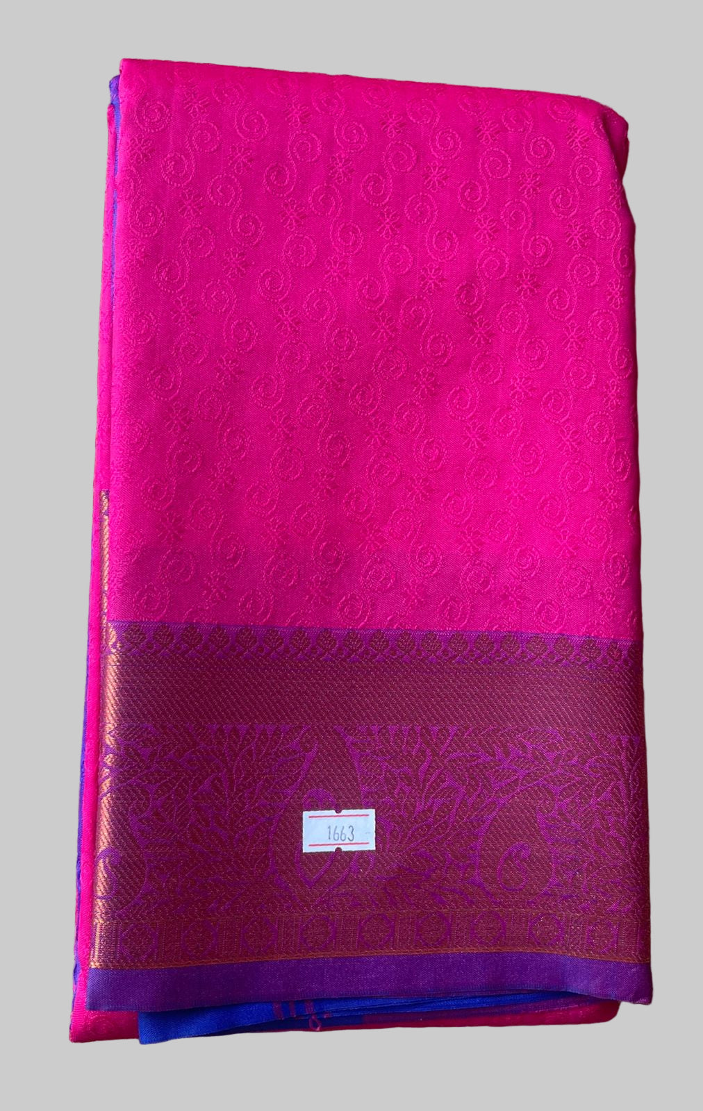 Saree - pink Silk Saree with Copper Zari Border