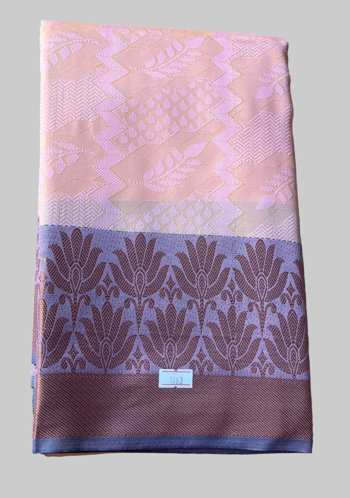 Saree - Pink Silk Saree with Copper Zari Border