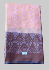 Saree - Pink Silk Saree with Copper Zari Border