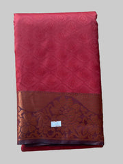 Saree - maroon Silk Saree with Copper Zari Border