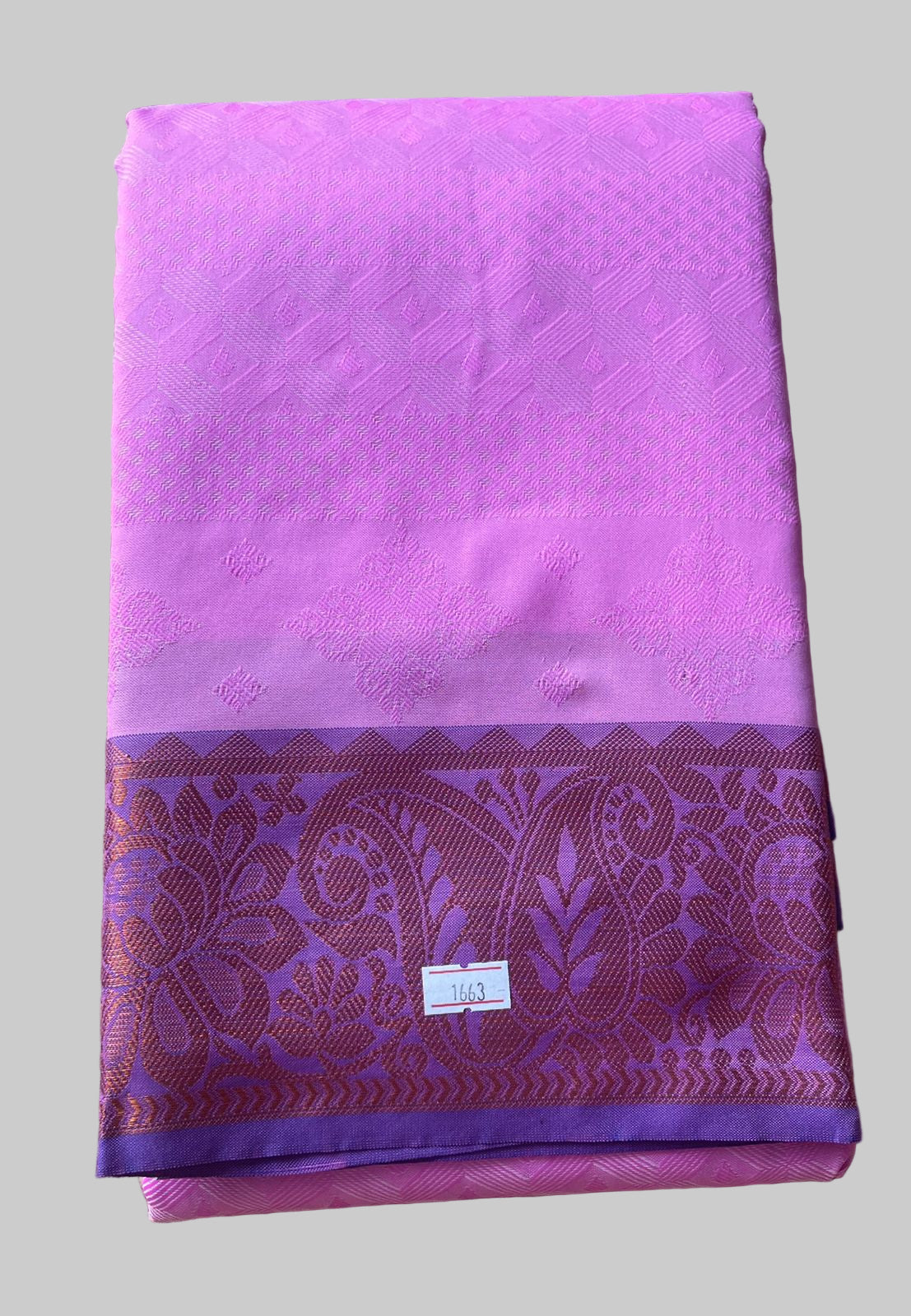 Saree - Purple Silk Saree with Copper Zari Border