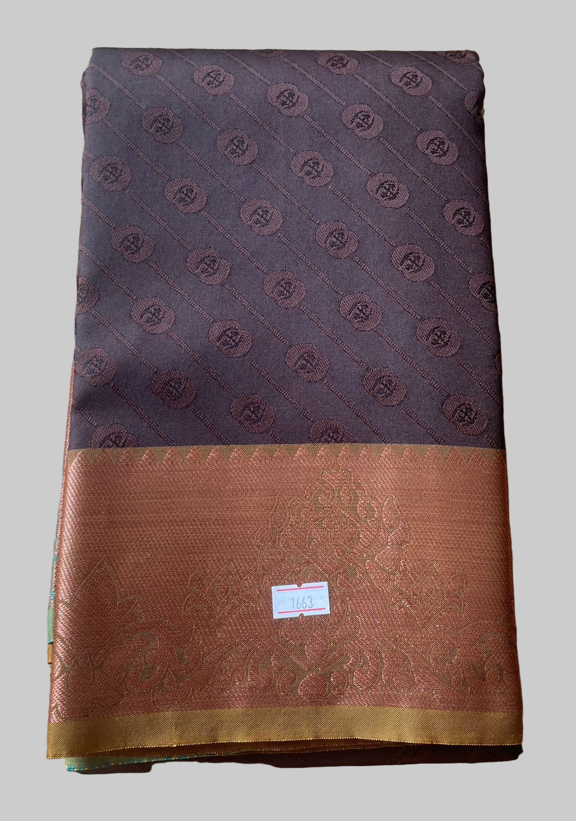 Saree - brown Silk Saree with Copper Zari Border