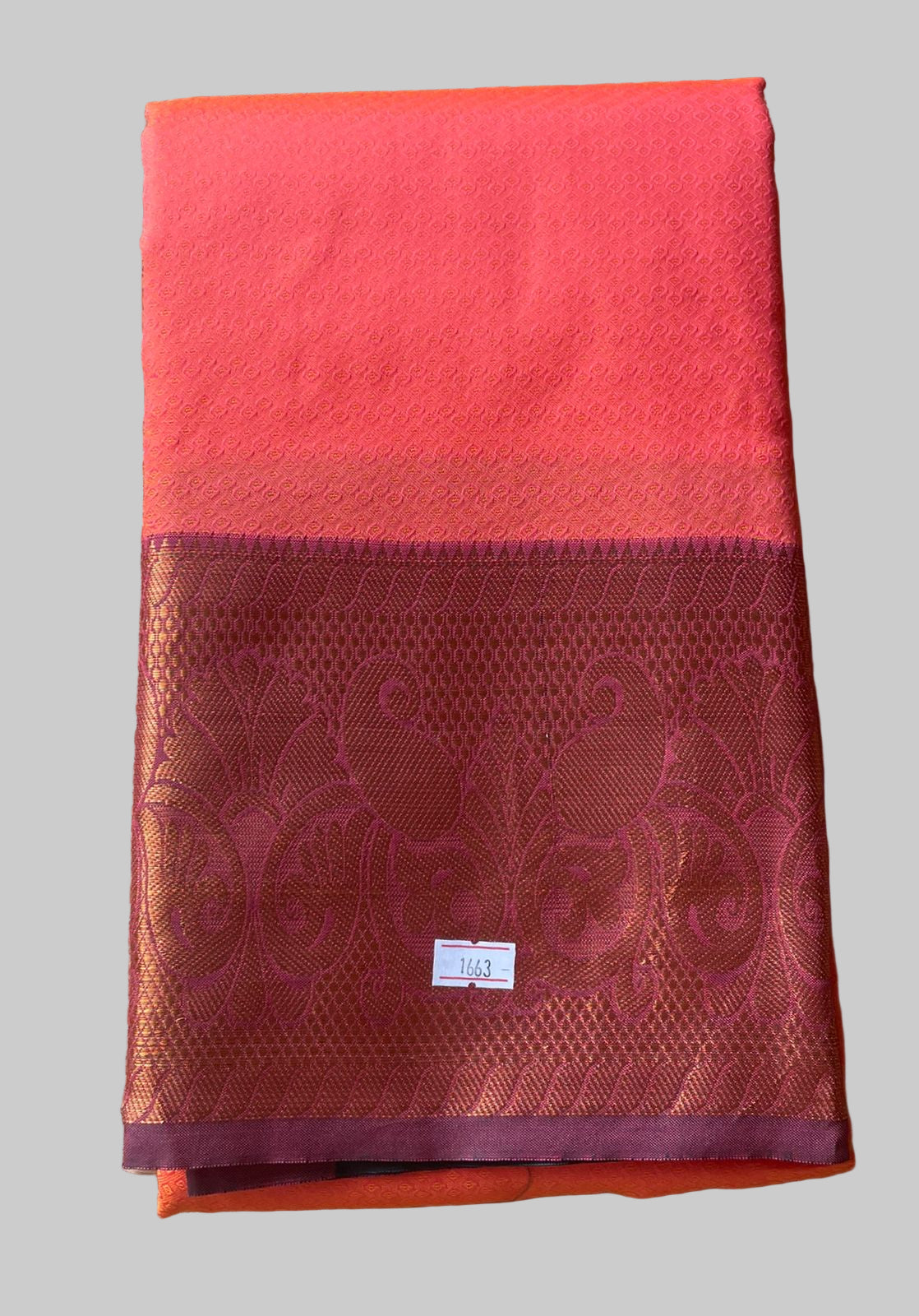 Saree - Orange Silk Saree with Copper Zari Border
