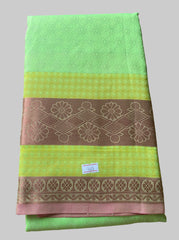 Saree - Green Silk Saree with Copper Zari Border