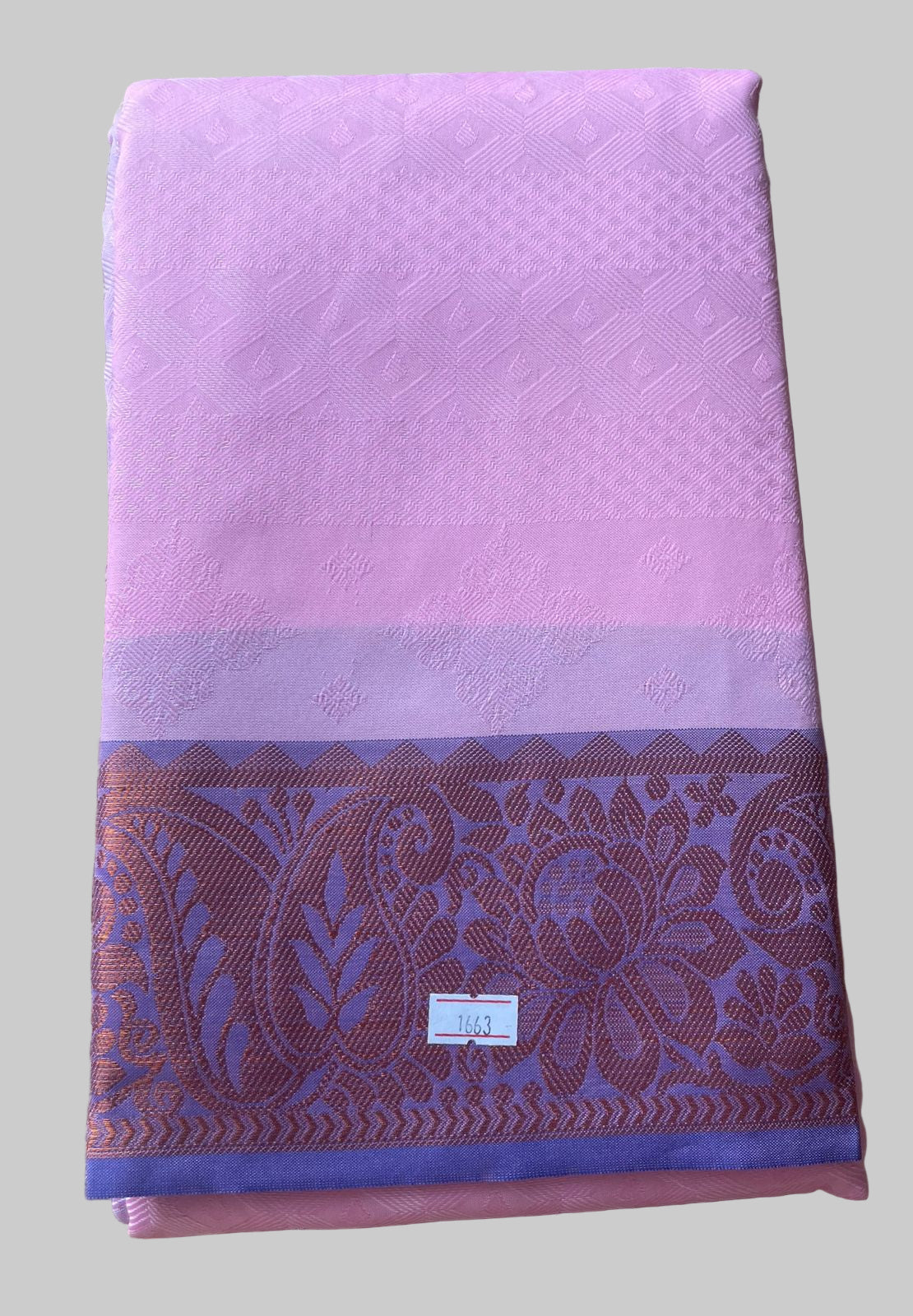 Saree - Purple Silk Saree with Copper Zari Border