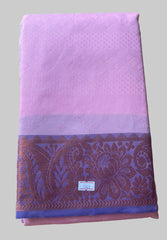 Saree - Purple Silk Saree with Copper Zari Border