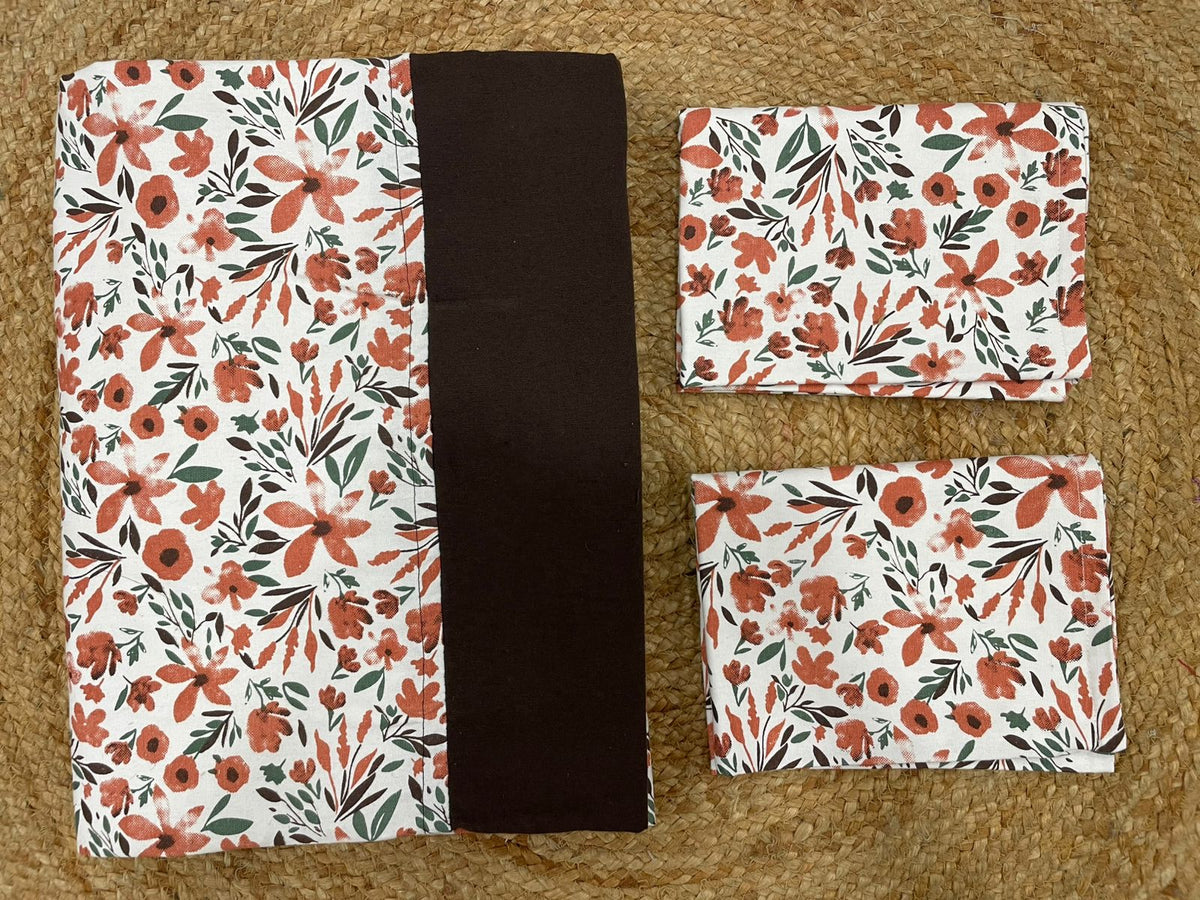 King Size Border Bedspread - white base and brown border