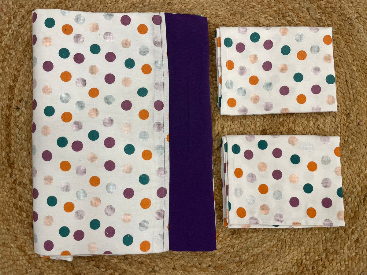 king size border bedspread - white base purple border