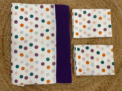 king size border bedspread - white base purple border