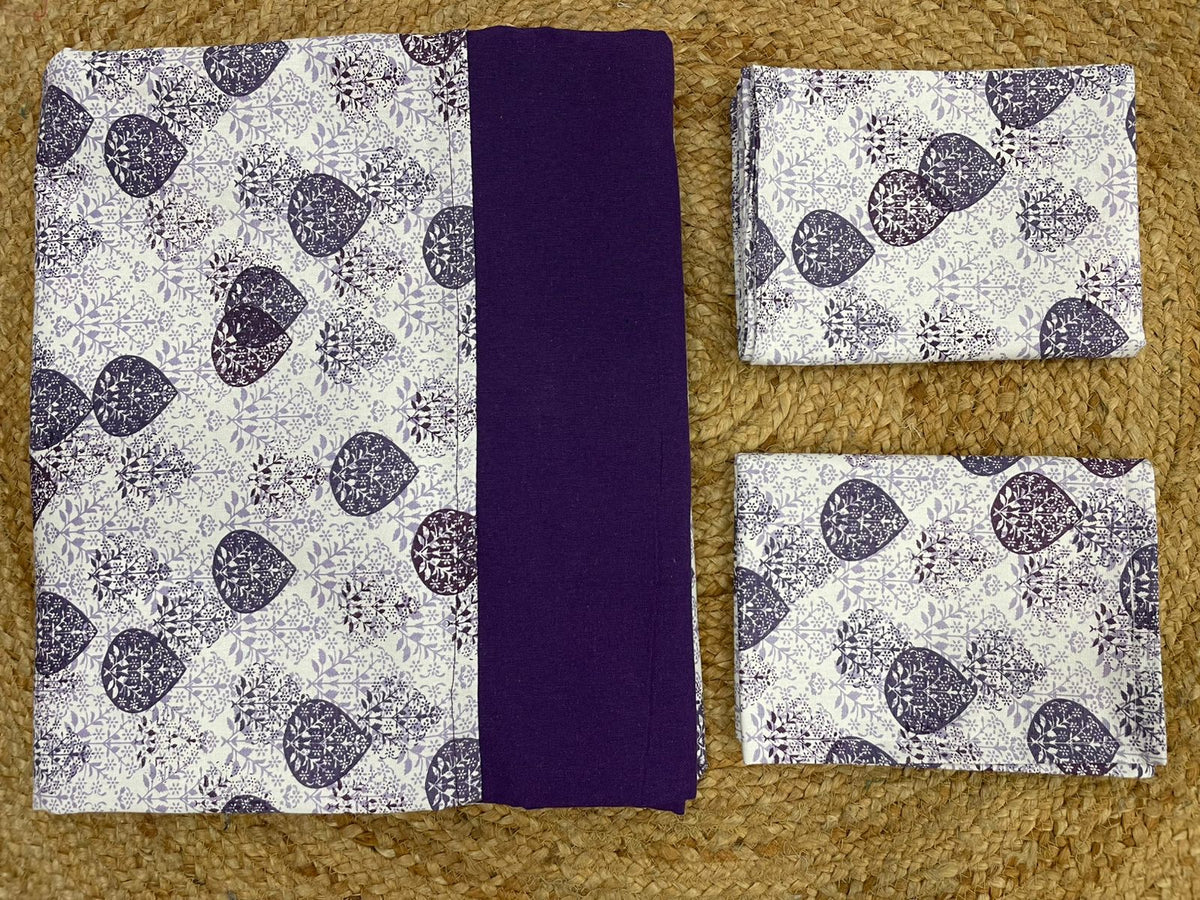 king size border bedspread - white base purple border