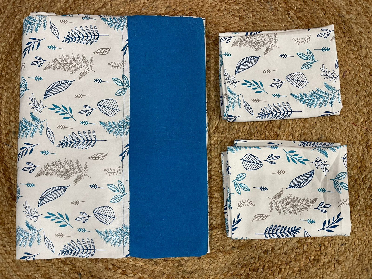 king size border bedspread - white base blue border