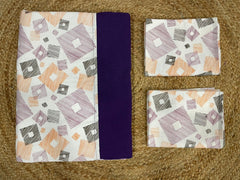 king size border bedspread - white base purple border