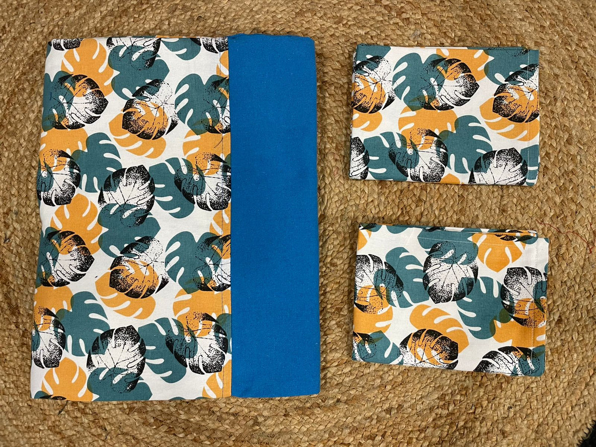 king size border bedspread - white base blue border