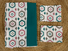 king size border bedspread - white base green border