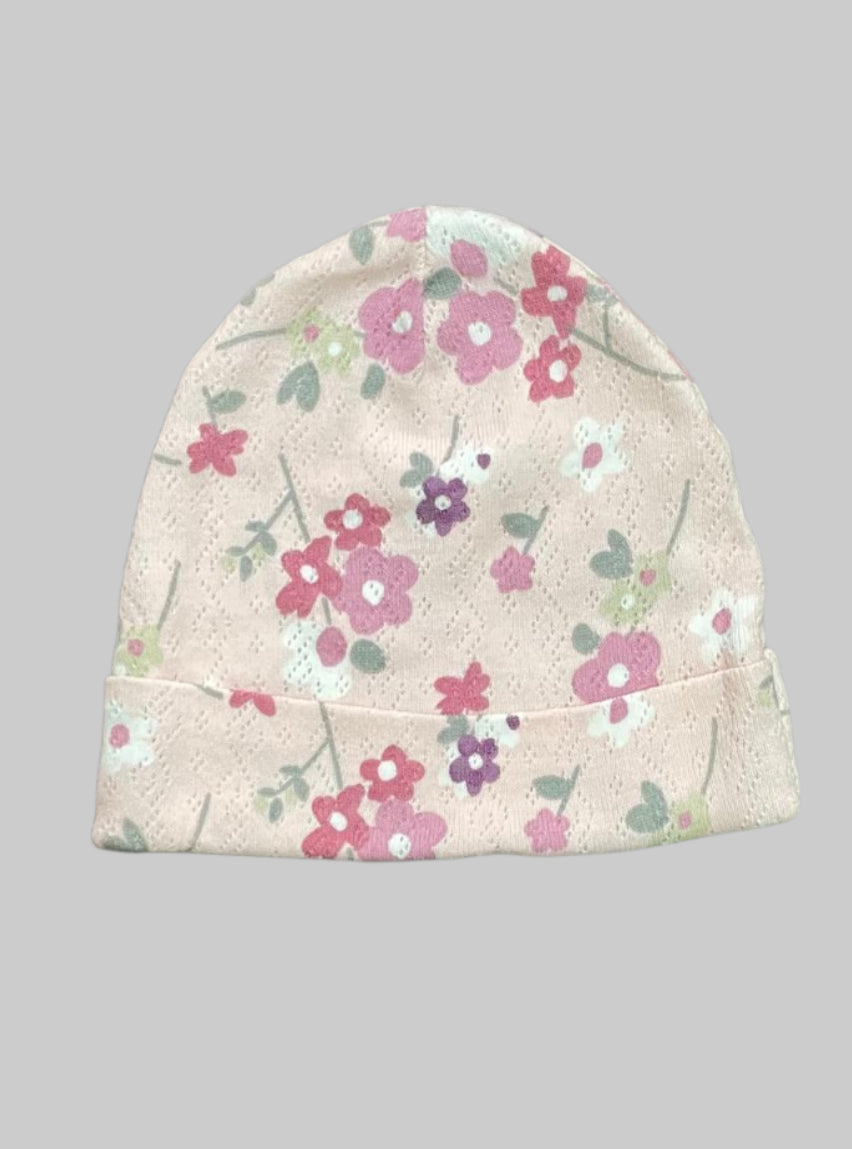 Kids Cap(0-6Month) - Baby Pink with Flower