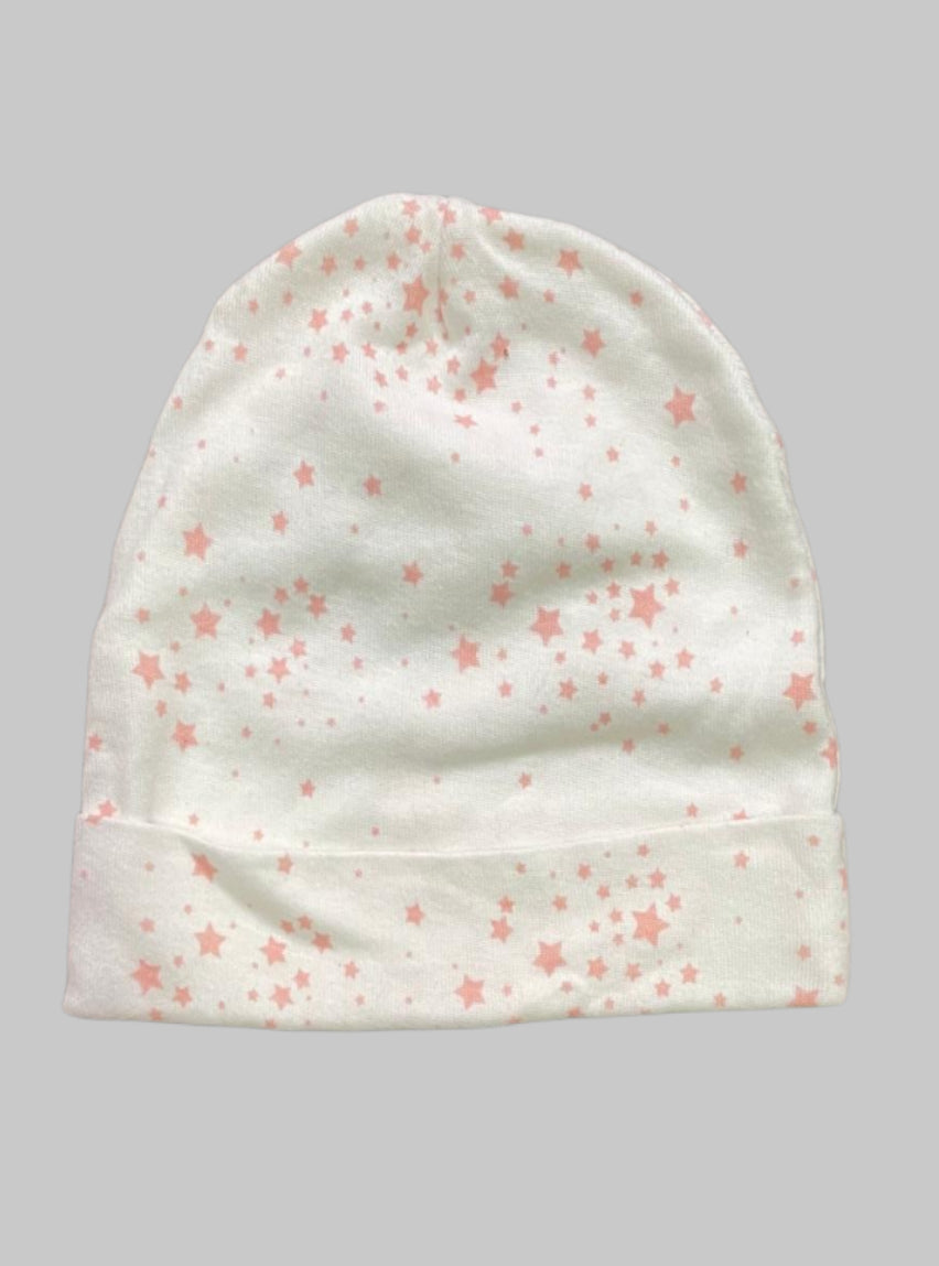 Kids Cap (0-6 Month)-Pink Stars