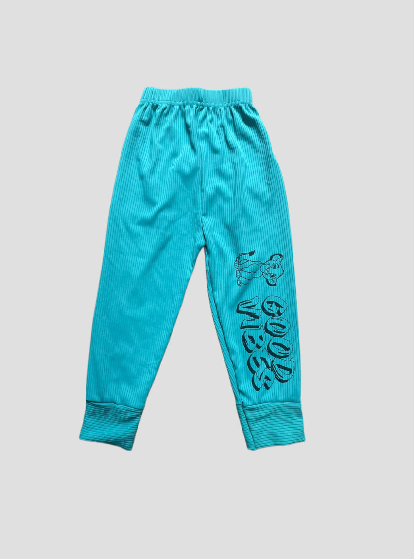 Kids Casual Pant - Cyan