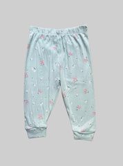 Kids Casual Pant (18-24 Months) - Sky Blue With Flower