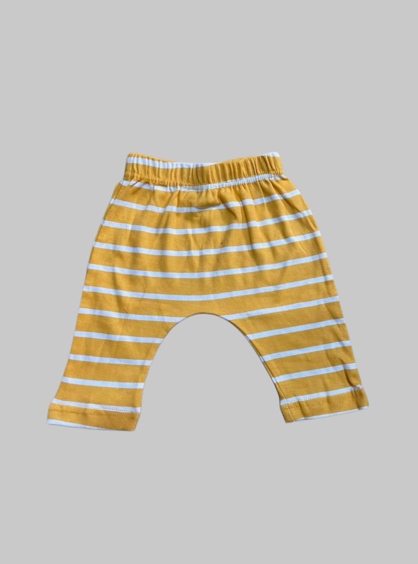 Kids Casual Pants(0-3Months) - Yellow White Stripe