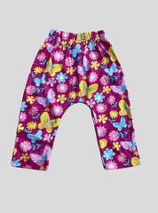 Kids Casual Pants(6-9Months) -Pink Butterfly and Flower