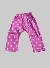 Kids Casual Pants(6-9Months) - Rose with White Dots
