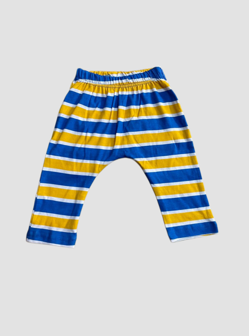 Kids Casual Pants(9-12Months) -Blue with Yellow Stripe