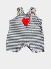 Kids Dungaree - Blue and Red Heart