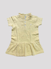Girls Half Sleeve Frock - Full Yellow