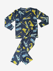 Kids Full Sleeve T-Shirt and Pant - Navy Blue Civil vehicle
