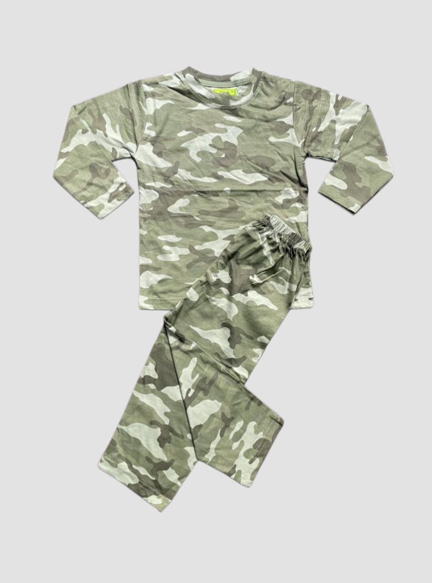 Kids Full Sleeve T-Shirts Pant - Army Model