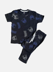 Kids Half Sleeve T - Shirt Pant Set - Black Panther