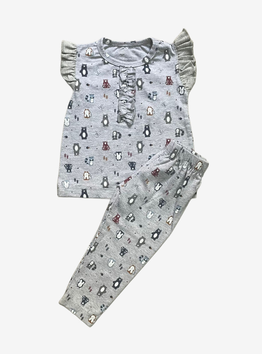 Kids Half Sleeve T - Shirt Pant Set - Gray Dear