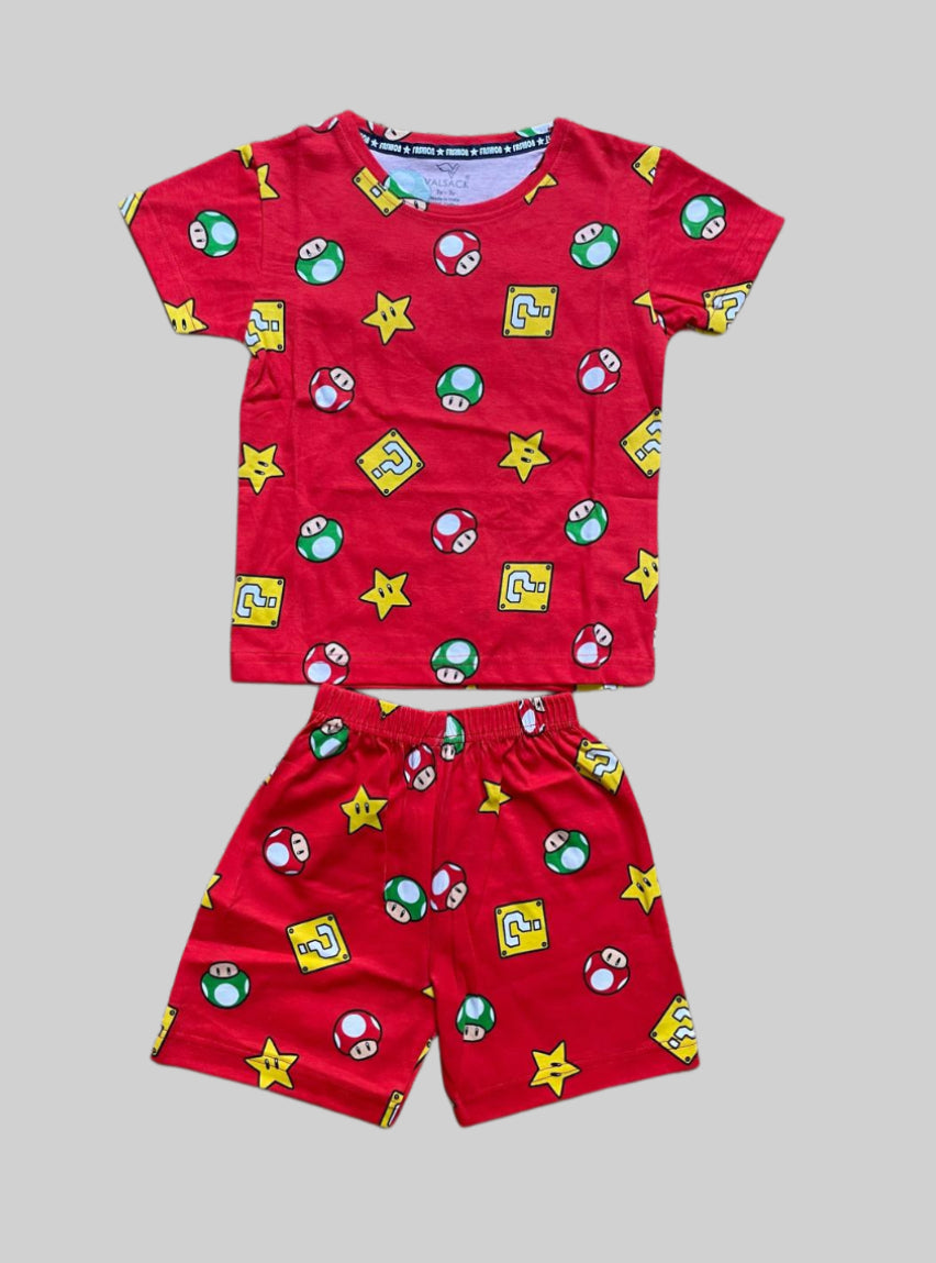 Kids Tee Shorts Set -  Red ball and stars