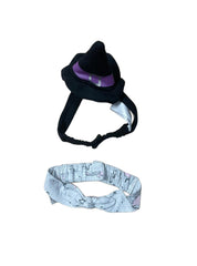 Kids Headband ( Velcro- 3-6 Month ) -  Black with Grey