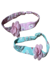 Kids Headband ( Velcro6-12 Months ) -  Green with Pink cat