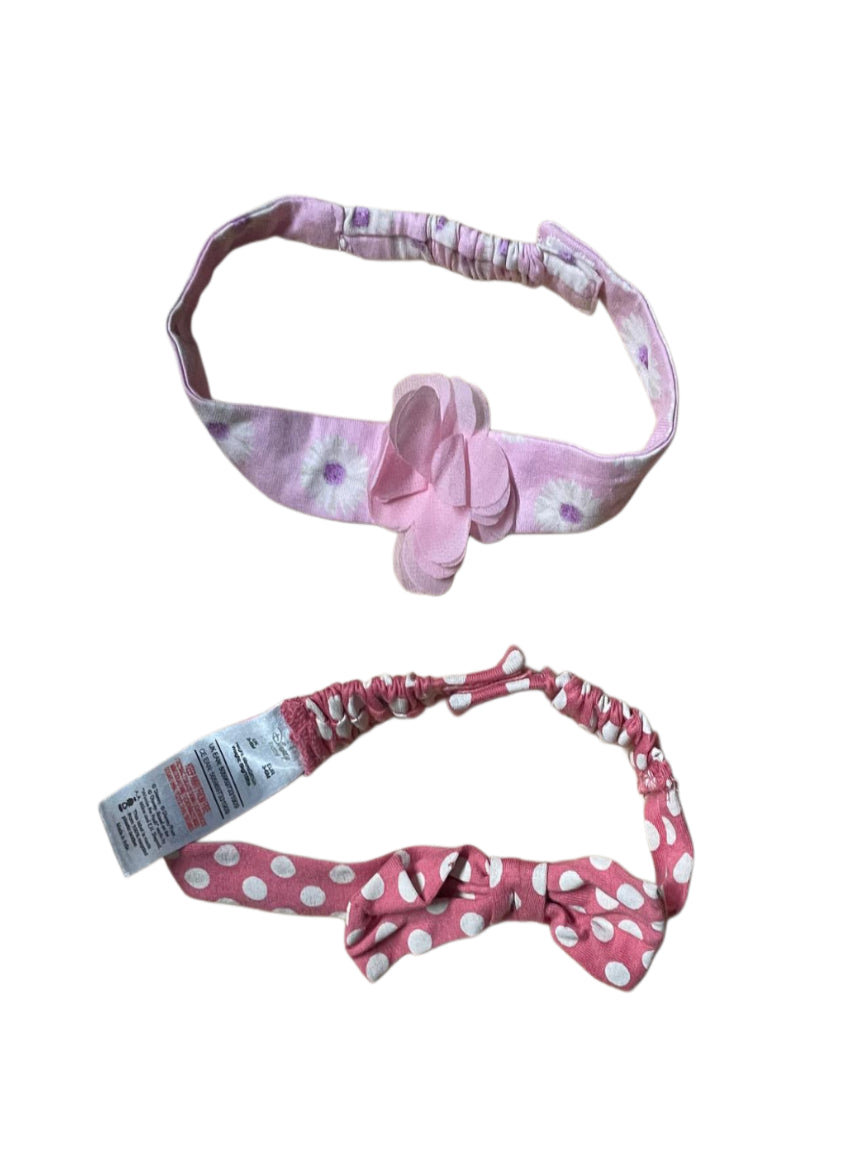 Kids Headband ( Velcro ) - Pink White Flowers