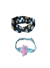 Kids Headband ( Velcro)- White  with Brown dots
