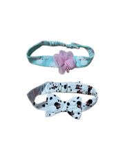 Kids Headband ( Velcro)-White with Green