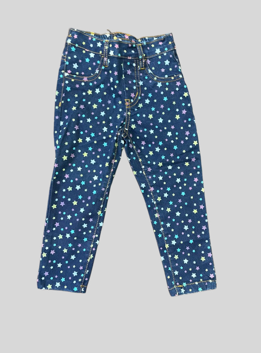 Kids Jeans Pant 18 - 24 Months - Blue Base Multi Colour Stars
